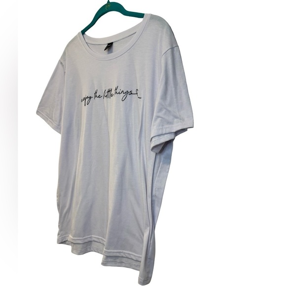 SHEIN White Short Sleeve Tee Enjoy The Little Things Size XXL 2X ☀️ - Picture 3 of 10